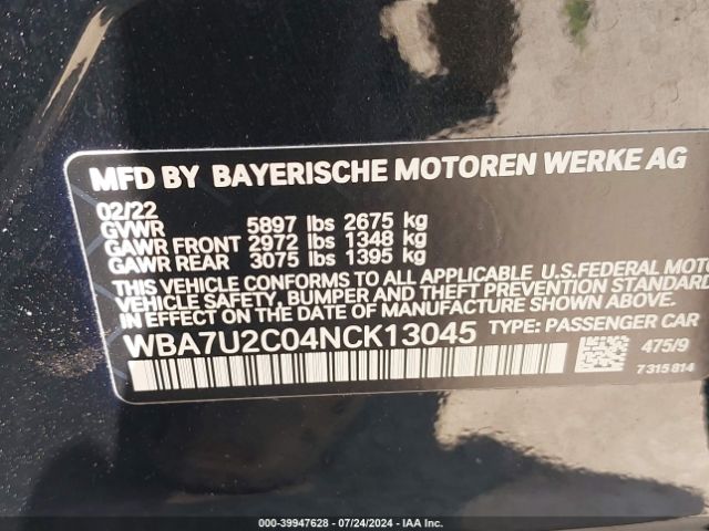 2022 BMW 750 WBA7U2C04NCK13045 Photo 8