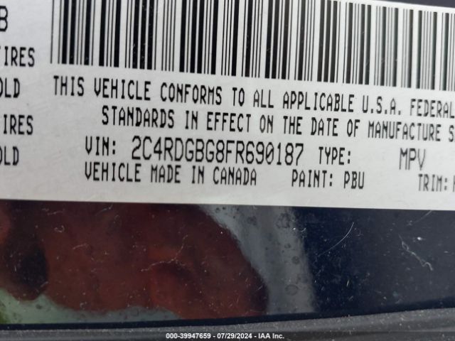 2C4RDGBG8FR690187 Dodge Grand Caravan American Value Pkg