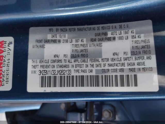 3MZBN1V32JM262133 Mazda Mazda3 Touring