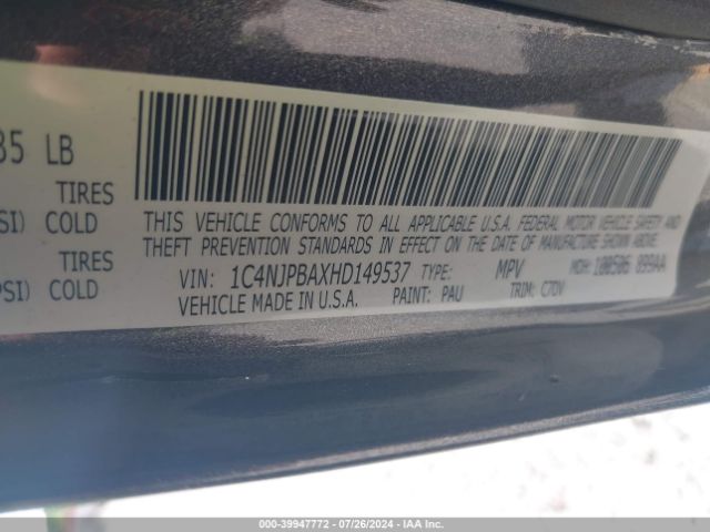 1C4NJPBAXHD149537 Jeep Patriot Sport Fwd