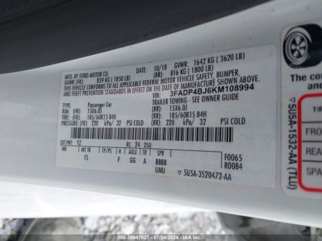 3FADP4BJ6KM108994 Ford FIESTA SE