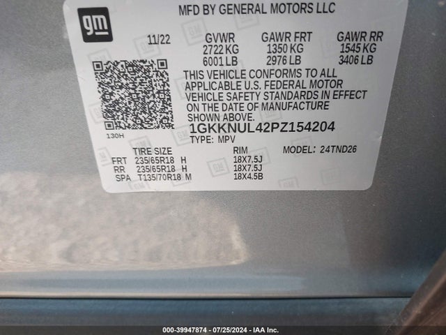 GMC Acadia Awd Slt 2023 1GKKNUL42PZ154204 Image 9