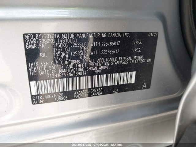 Toyota RAV4 LE 2022 2T3H1RFV7NW189014 Image 9