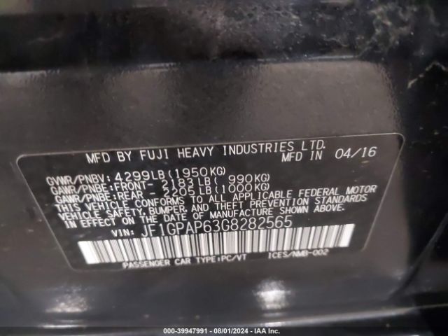 JF1GPAP63G8282565 Subaru Impreza 2.0i Sport Premium
