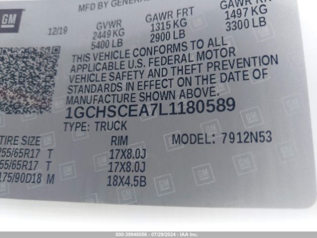 1GCHSCEA7L1180589 Chevrolet Colorado 2wd  Long Box Lt