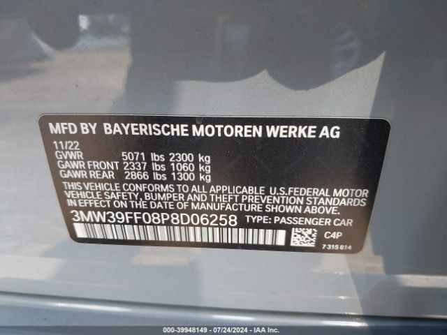 3MW39FF08P8D06258 BMW 3 Series 330e