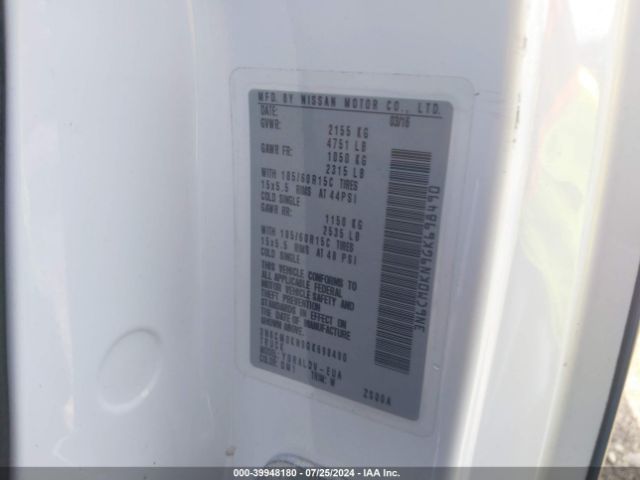 3N6CM0KN9GK698490 Nissan Nv200 S