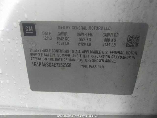 1G1PA5SG4E7252358 Chevrolet Cruze Ls Auto