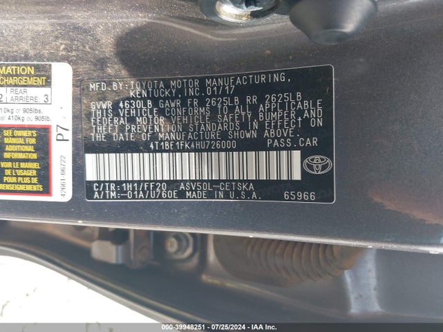 Toyota CAMRY SE 2017 4T1BF1FK4HU726000 Image 9