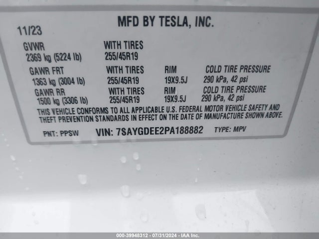 2023 TESLA MODEL Y 7SAYGDEE2PA188882 Photo 8