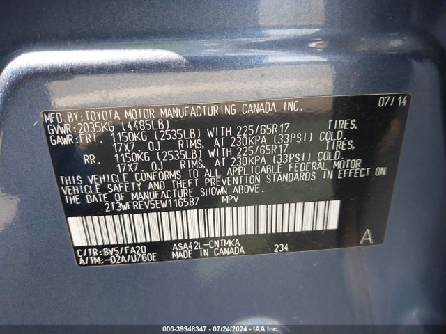 Toyota Rav4 Xle 2014 2T3WFREV5EW116587 Image 9