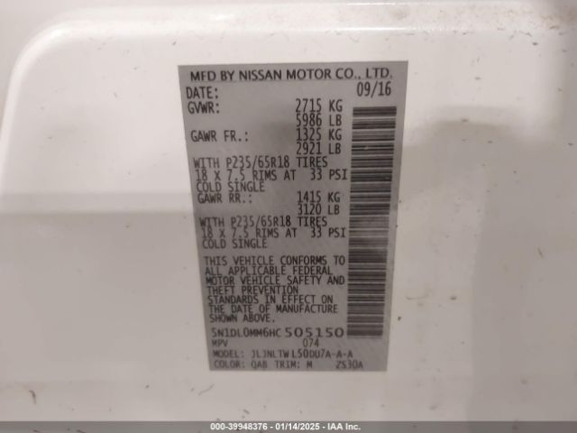 5N1DL0MM6HC505150 Infiniti QX60