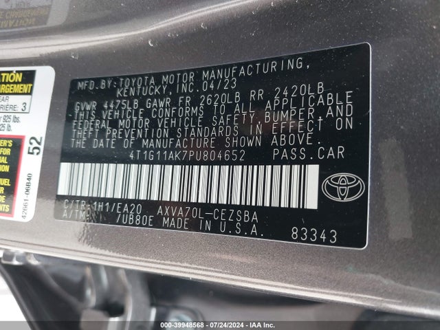 Toyota CAMRY SE 2023 4T1G11AK7PU804652 Image 9