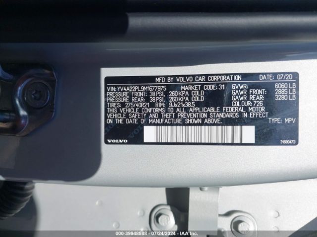 YV4A22PL9M1677975 Volvo Xc90 T6 Inscription 7 Passenger