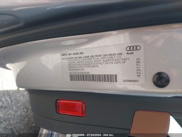 WAUABCF52PA020285 Audi A5 Sportback Premium 40 Tfsi Quattro S Tronic