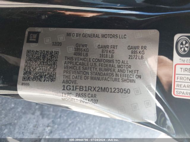 1G1FB1RX2M0123050 Chevrolet Camaro Rwd  1lt