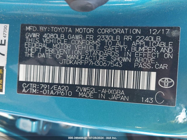 Toyota Prius Prime Advanced/plus/premium 2017 JTDKARFP7H3067543 Image 9