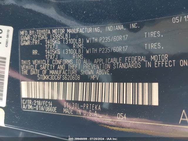 Toyota Sienna Le 8 Passenger 2015 5TDKK3DC6FS620608 Image 9