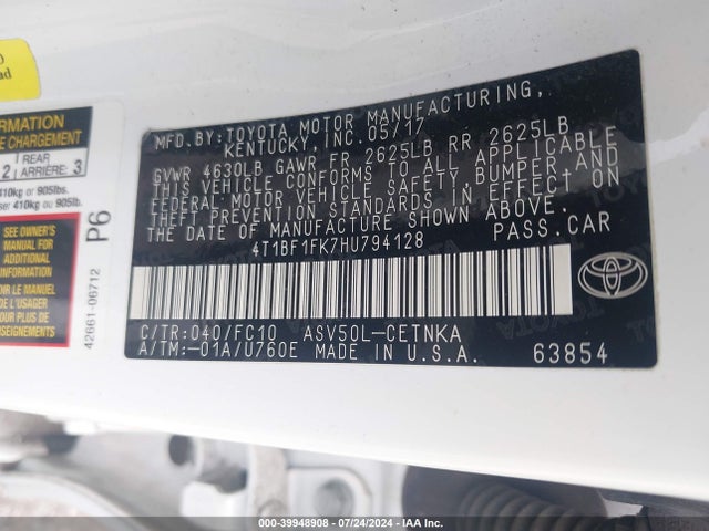 Toyota CAMRY LE 2017 4T1BF1FK7HU794128 Image 9