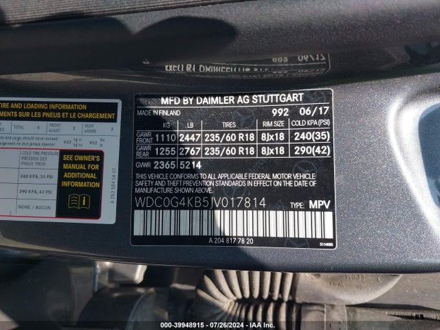 WDC0G4KB5JV017814 Mercedes-Benz Glc 300 4matic