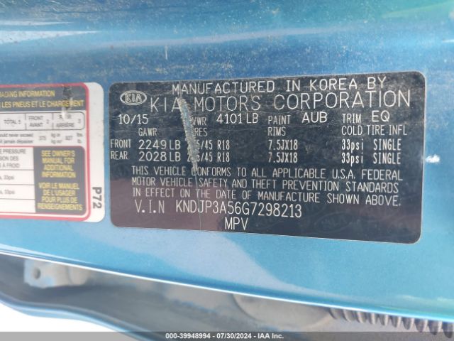 KNDJP3A56G7298213 KIA SOUL +