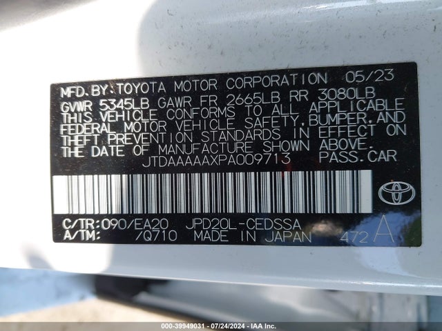 Toyota Mirai Xle 2023 JTDAAAAAXPA009713 Image 9