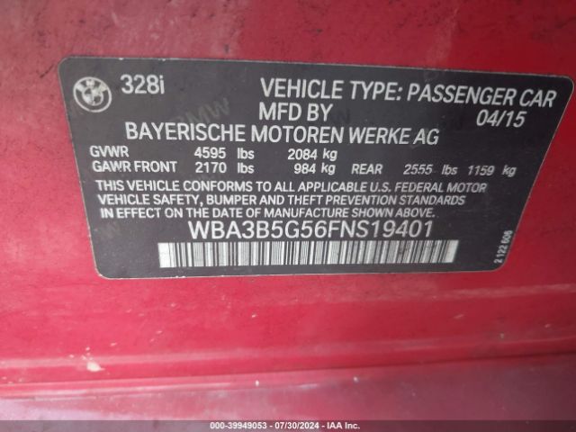 WBA3B5G56FNS19401 BMW 328i Xdrive
