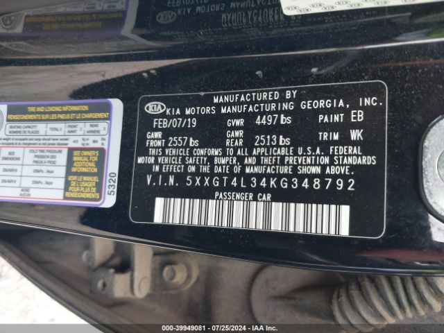 5XXGT4L34KG348792 KIA Optima S
