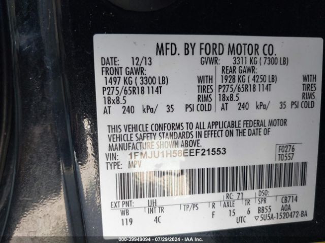 1FMJU1H58EEF21553 Ford Expedition Xlt