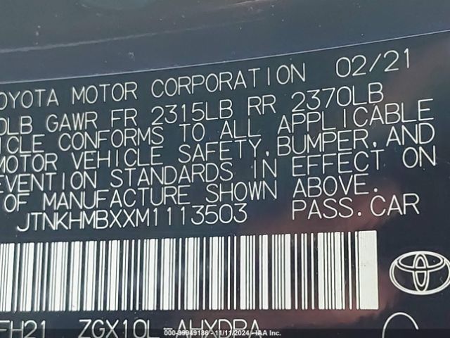 JTNKHMBXXM1113503 Toyota C-HR LE