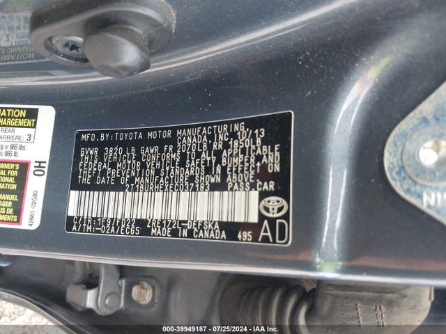 Toyota Corolla S Plus 2014 2T1BURHEXEC037183 Image 9