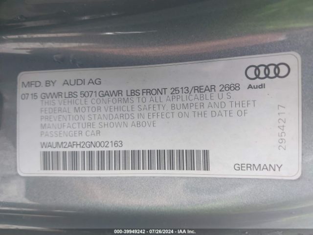 WAUM2AFH2GN002163 Audi A5 2.0t Premium