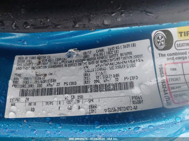 Ford FIESTA SE 2017 3FADP4BJ6HM154124 Image 9