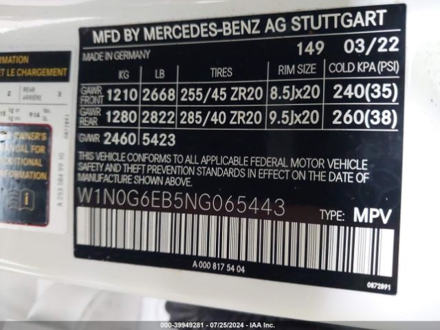 W1N0G6EB5NG065443 Mercedes-Benz Amg Glc 43 4matic