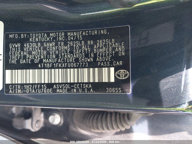 Toyota CAMRY SE 2015 4T1BF1FKXFU067773 Image 9