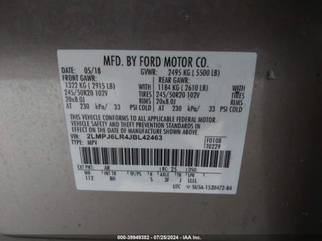 2LMPJ6LR4JBL42463 Lincoln Mkx Reserve