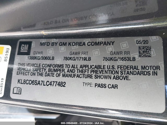 Chevrolet Spark Fwd 1lt Automatic 2020 KL8CD6SA7LC477482 Image 9