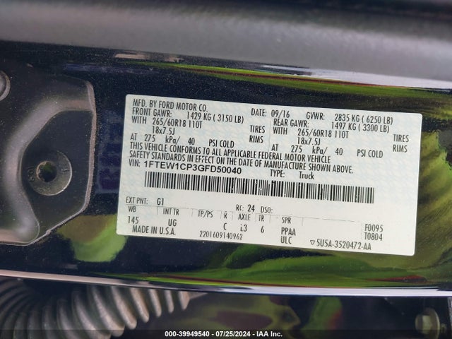 Ford F-150 Xlt 2016 1FTEW1CP3GFD50040 Image 9