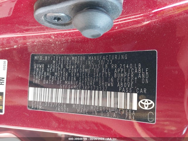 Toyota COROLLA SE 2024 5YFS4MCE3RP173137 Image 9