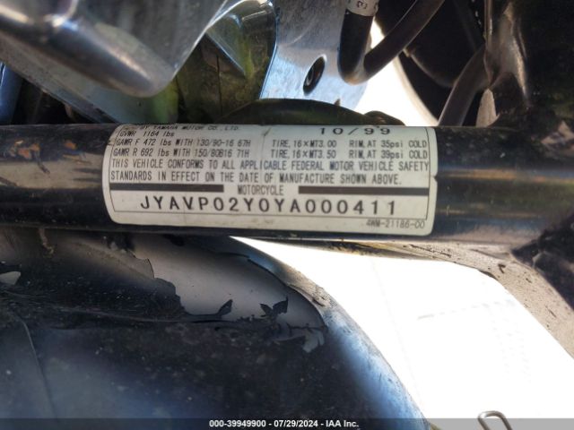 2000 YAMAHA XV1600 JYAVP02Y0YA000411 Photo 9