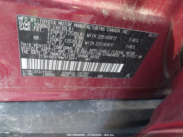 Toyota RAV4 LE 2021 2T3H1RFV1MW173941 Image 9