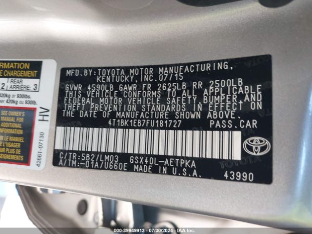 4T1BK1EB7FU181727 Toyota AVALON LIMITED