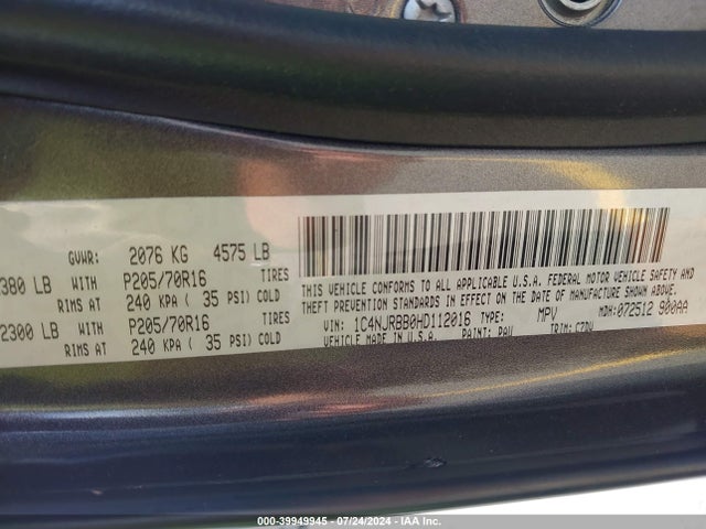 1C4NJRBB0HD112016 Jeep Patriot Sport 4x4