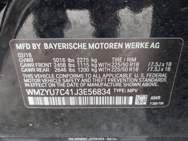 WMZYU7C41J3E56834 Mini Cooper S E Countryman All4