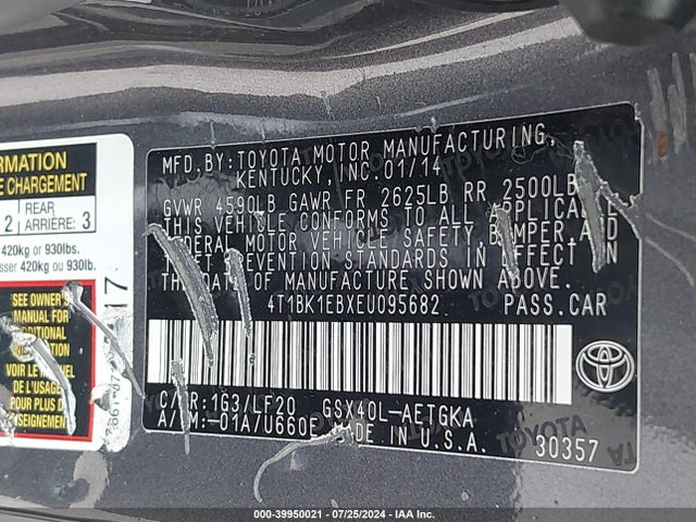 Toyota Avalon Xle Premium 2014 4T1BK1EBXEU095682 Image 9