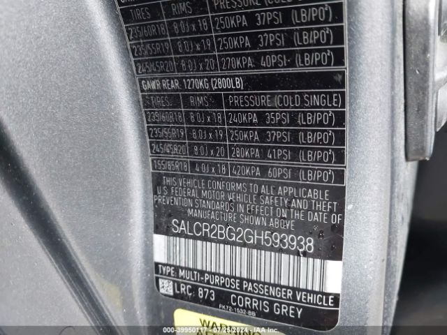 SALCR2BG2GH593938 Land Rover Discovery Sport Hse