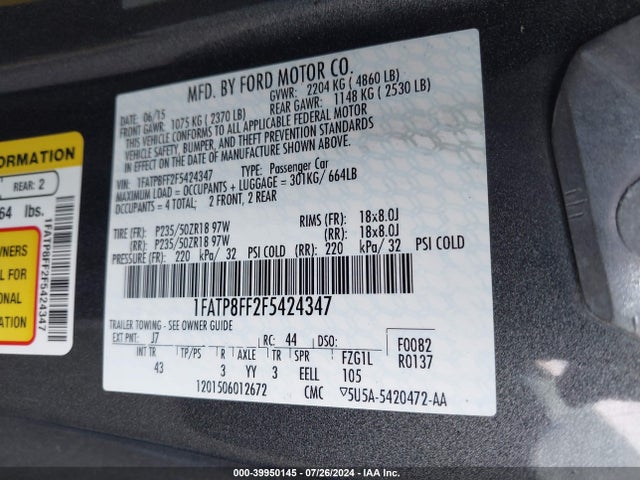 Ford Mustang Gt Premium 2015 1FATP8FF2F5424347 Image 9