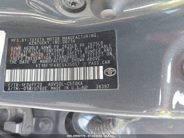 4T1BF1FK8EU435057 Toyota Camry L/le/se/se Sport/xle