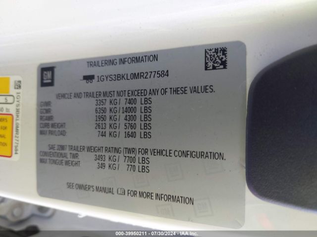 1GYS3BKL0MR277584 Cadillac Escalade 2wd Premium Luxury