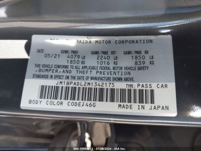JM1BPADL2M1342175 Mazda Mazda3 Premium